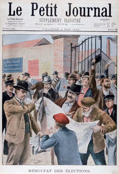 Lettura dei risultati elettorali sul giornale, Parigi, 1902 da Unbekannt