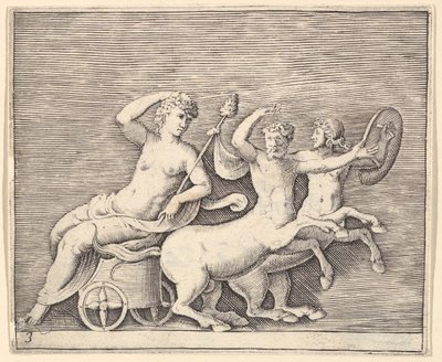 Figura femminile reclinata su un carro trainato da due centauri, pubblicato ca. 1599-1622 da Unbekannt