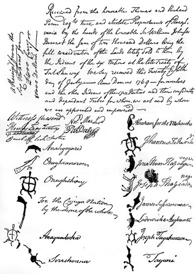Facsimile ridotto di un trattato tra britannici e tribù dei nativi americani, 1769 da Unbekannt