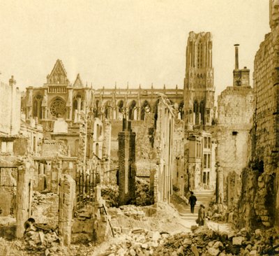 Cattedrale di Reims, Reims, Francia settentrionale, c1914-c1918 da Unbekannt