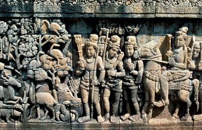 Rilievo che mostra una scena di un sutra, Barabudur, Giava, c750-850 da Unbekannt