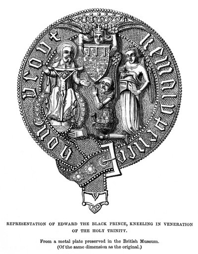Rappresentazione di Edoardo, il Principe Nero, in ginocchio in venerazione della Santissima Trinità da Unbekannt