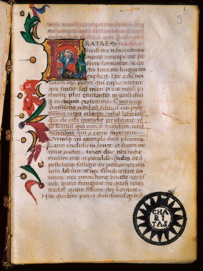 Rappresentazione di San Girolamo (347-420), pagina illuminata tratta da 