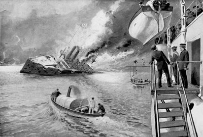 Salvataggio di sopravvissuti da una nave russa che affonda, Guerra russo-giapponese, 1904 da Unbekannt