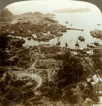 Restauro di una città bruciata - Aalesund, un porto insulare e importante mercato del merluzzo, Norvegia, c1905 da Unbekannt
