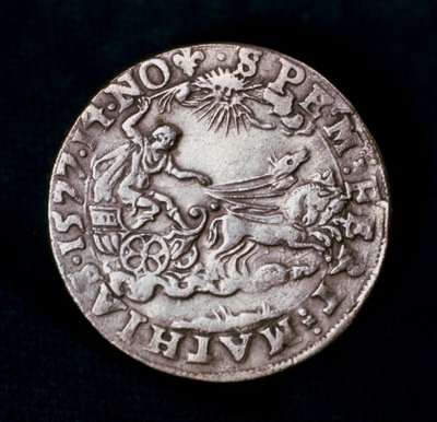 Retro di una medaglia commemorativa della brillante cometa del 1577 da Unbekannt