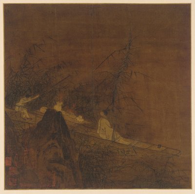 Scena fluviale: una barca tra bambù selvatici, Dinastia Ming, 1368-1644 da Unbekannt