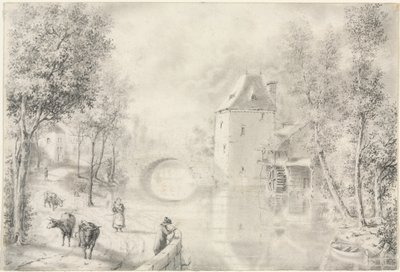 Strada vicino al vecchio ponte, 1800 da Unbekannt