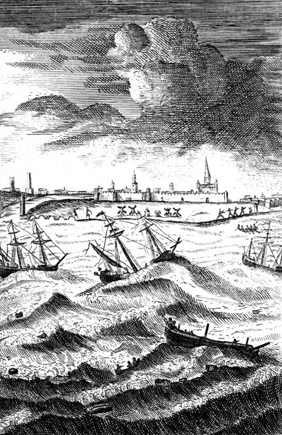 Robinson Crusoe naufragato a Yarmouth, c1719 da Unbekannt