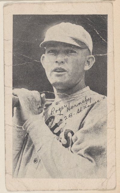 Rogers Hornsby, 2 B - St. Louis N., da Baseball strip cards W575-2, ca. 1921-22 da Unbekannt