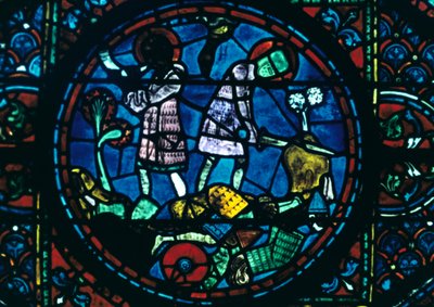 Rolando spezza la sua spada e suona il suo corno, vetrata, Cattedrale di Chartres, Francia, 1194-1260 da Unbekannt