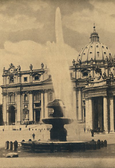 Roma - Piazza San Pietro. Fontana e facciata di Carlo Maderno. Cupola di Michelangelo da Unbekannt
