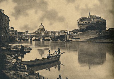 Roma - Il Tevere - Castello e Ponte di S. Angelo. Cupola di San Pietro, 1910 da Unbekannt