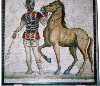 Mosaico romano di un auriga con cavallo da Unbekannt