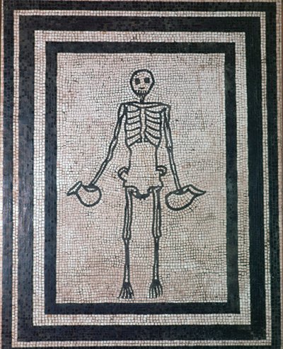 Mosaico romano di uno scheletro da Unbekannt