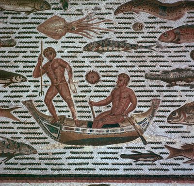 Mosaico romano di uomini che pescano da Unbekannt