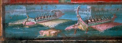 Affresco romano di navi che trasportano soldati da Unbekannt
