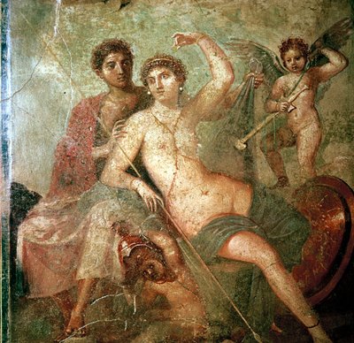 Affresco romano di Cupido, Venere e Marte, Pompei, Italia da Unbekannt