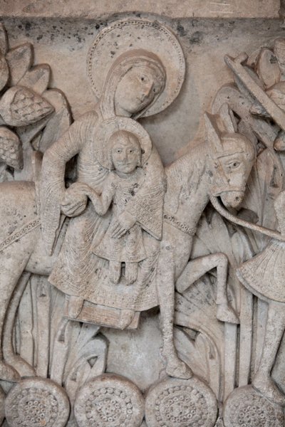 Bassorilievo romanico dal capitello della Cattedrale di Autun raffigurante la Fuga in Egitto, Autun, Francia da Unbekannt