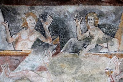 Pittura romanica che raffigura la Resurrezione nella chiesa di San Pietro, Brancion, Francia da Unbekannt
