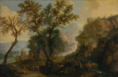 Paesaggio romantico con figure da Unbekannt