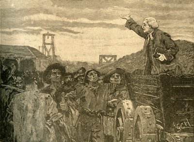 Rowland Hill che predica ai minatori di Kingswood, Bristol, c1772 c1890 da Unbekannt