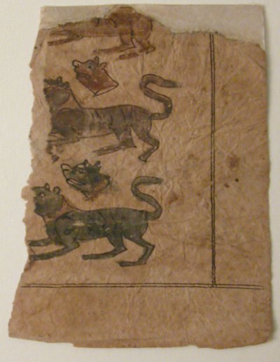File di Animali Alternati con Teste Tagliate, Folio da un Manoscritto, 11°-12° secolo da Unbekannt