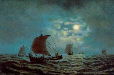 Barche a vela di notte, XX secolo da Unbekannt