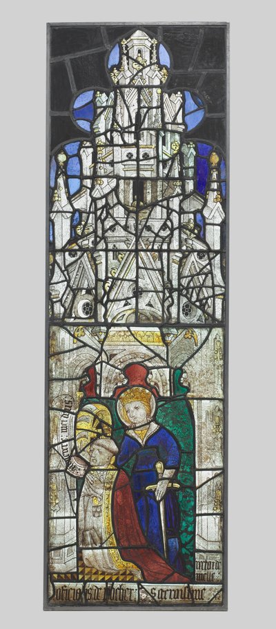 Santa Caterina con un donatore maschio inginocchiato, 1400 da Unbekannt