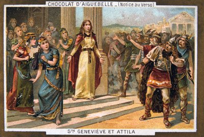 Santa Genoveffa e Attila, c451 AD, XIX secolo da Unbekannt
