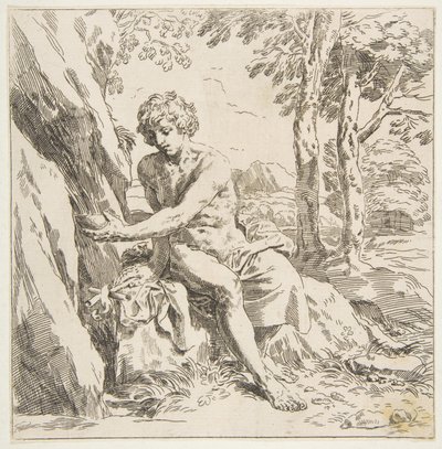 San Giovanni Battista nel deserto, copia inversa dopo Cantarini, ca. 1637-1639 o dopo da Unbekannt