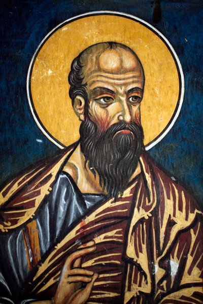 San Paolo: Affresco bizantino del XIV secolo (1332) Nartece, parete sud della chiesa della Vergine Phorbiotissa, sito UNESCO di Asinou, regione di Troodos, Cipro da Unbekannt