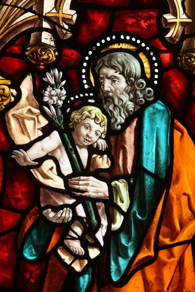 Chiesa di San Geronimo. Vetrata. Giuseppe e Gesù, Madrid Spagna da Unbekannt