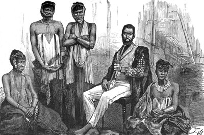 Sandilli, capo dei Gaikas e le sue mogli, c1880 da Unbekannt
