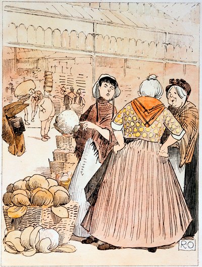 Scena al mercato di frutta e verdura di Covent Garden, Londra, inizio XX secolo da Unbekannt