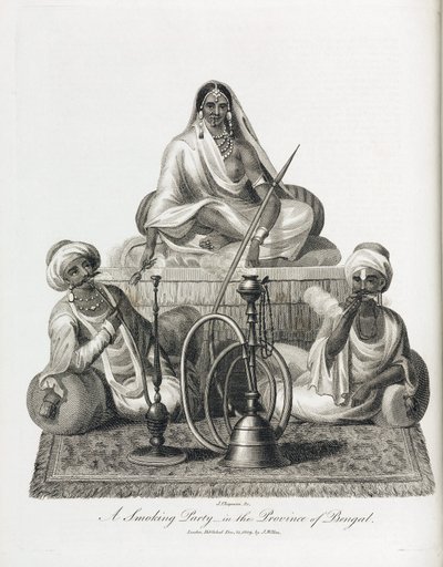 Scena di fumeria nella provincia del Bengala (India) da Unbekannt
