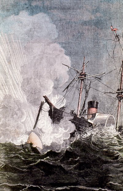Scena da Dalla Terra alla Luna di Jules Verne, 1865 da Unbekannt