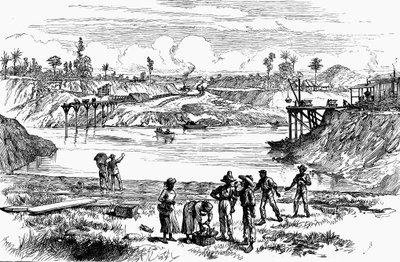 Scena dal tentativo di de Lesseps di scavare il Canale di Panama, 1888 da Unbekannt
