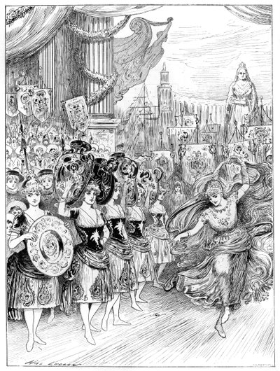 Scena dalla pantomima I Quaranta Ladroni al Dury Lane Theatre, Londra, 1887 da Unbekannt
