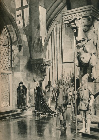 Scena nel palazzo di Luigi XI. Dal film: The Beloved Rogue. Scenografie di William Cameron Me da Unbekannt