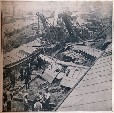 Scena del terribile disastro ferroviario a Salisbury, 1906 da Unbekannt