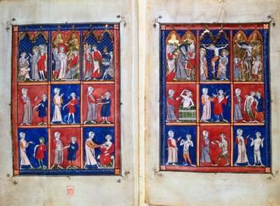 Scene della vita di Cristo e medici con pazienti, c1300 da Unbekannt