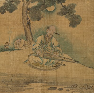 Studioso che suona un Qin, 1800s da Unbekannt