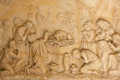Scultura che raffigura i sacerdoti di Baal a El Muhraqa, Israele da Unbekannt