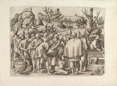 Ricerca tra i bagagli del fratello di Giuseppe, ca. 1545 da Unbekannt
