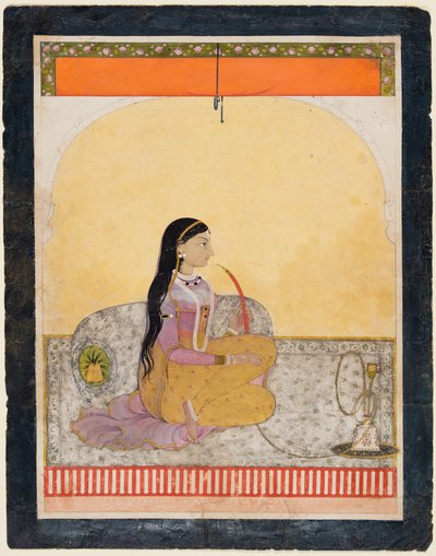 Signora seduta che fuma un narghilè, c. 1780 da Unbekannt