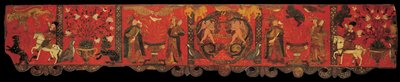 Sezione di pannelli in legno con pittura decorativa da Unbekannt