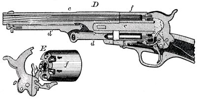 Vista sezionale del revolver Colt, c1880 da Unbekannt
