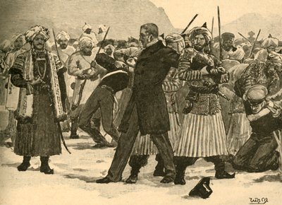 Sequestro di Sir William Macnaghten da parte di Akbar Khan, Afghanistan, 1841 c1890 da Unbekannt