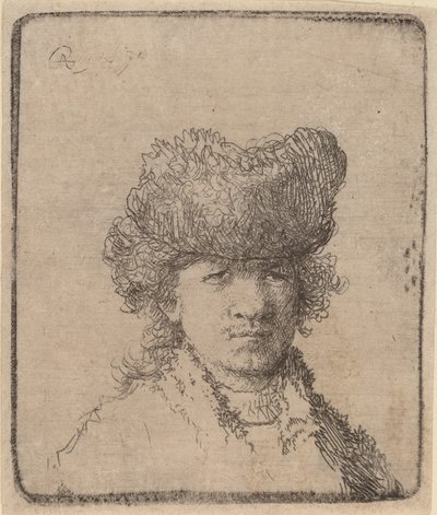 Autoritratto con cappello di pelliccia, 1630 da Unbekannt